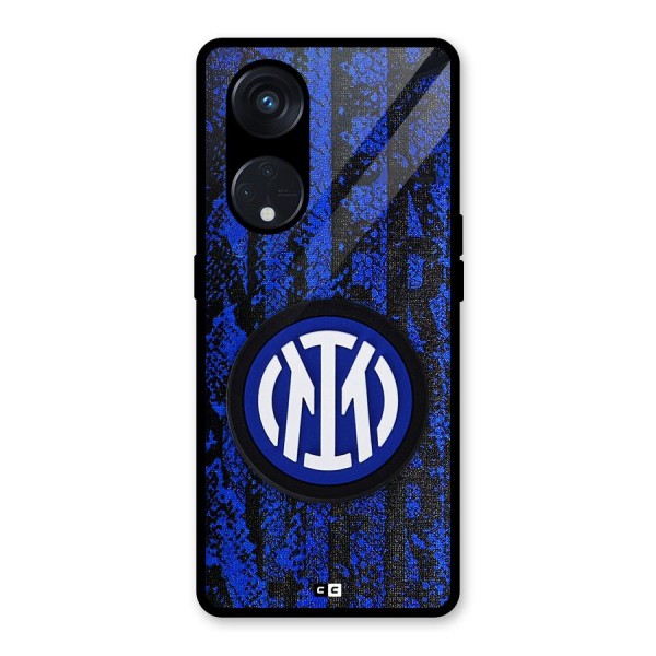 Inter Milan Texture Glass Back Case for Reno8 T 5G