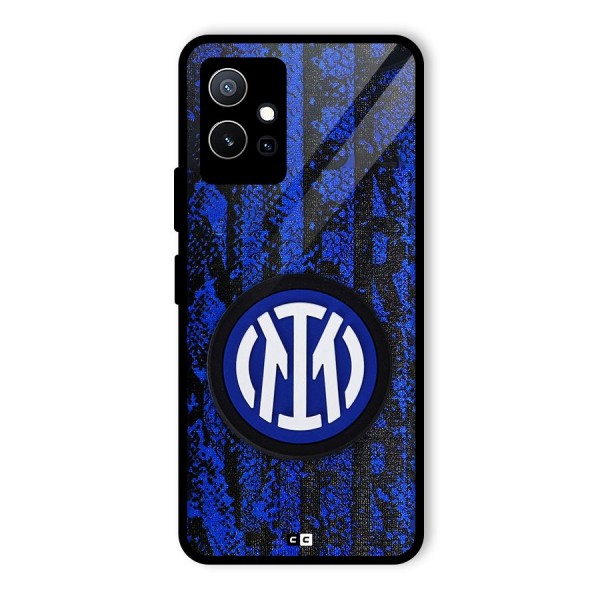 Inter Milan Texture Glass Back Case for Vivo T1 5G