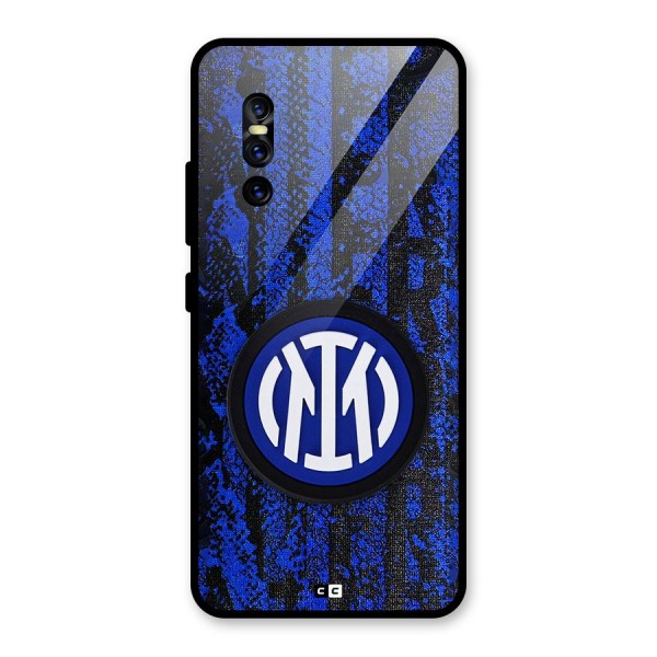 Inter Milan Texture Glass Back Case for Vivo V15 Pro