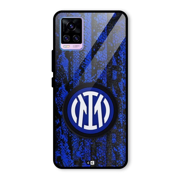 Inter Milan Texture Glass Back Case for Vivo V20 Pro