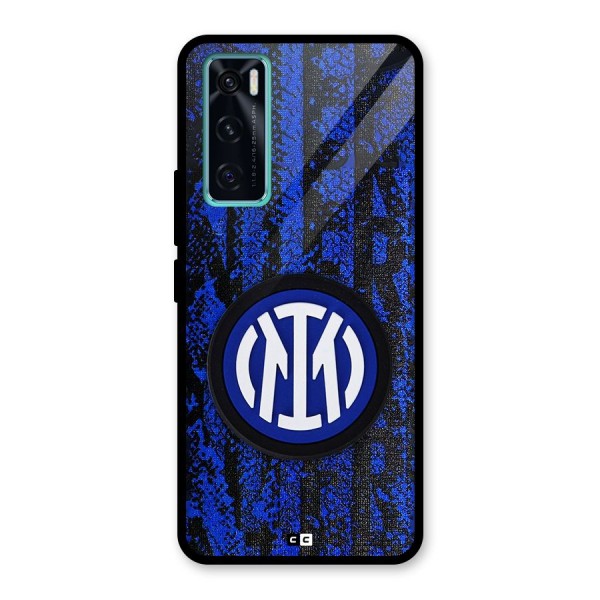 Inter Milan Texture Glass Back Case for Vivo V20 SE