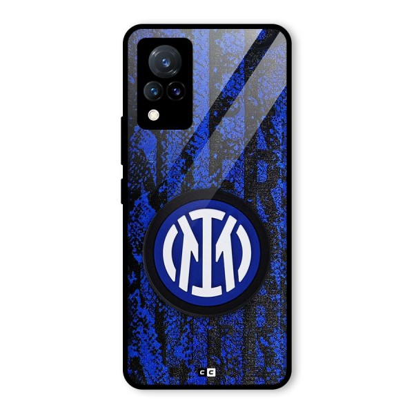 Inter Milan Texture Glass Back Case for Vivo V21 5G