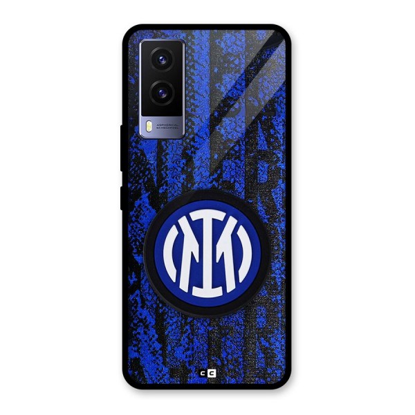 Inter Milan Texture Glass Back Case for Vivo V21e 5G