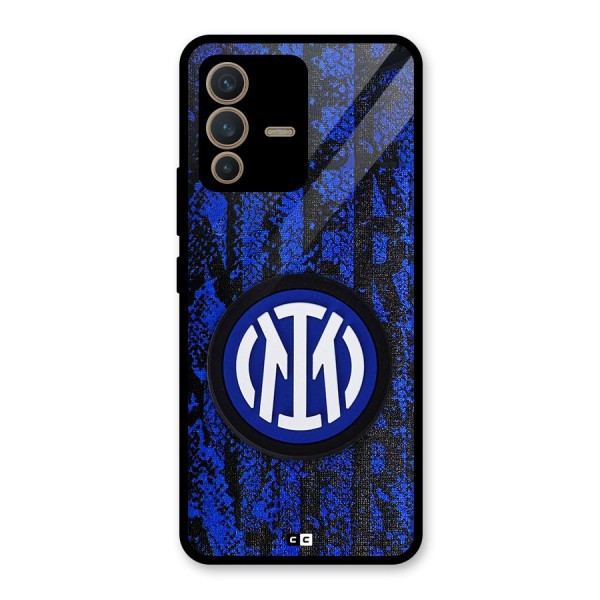 Inter Milan Texture Glass Back Case for Vivo V23 5G