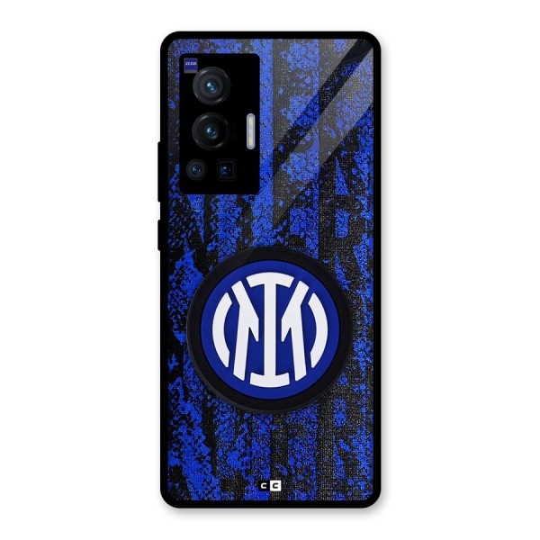 Inter Milan Texture Glass Back Case for Vivo X70 Pro