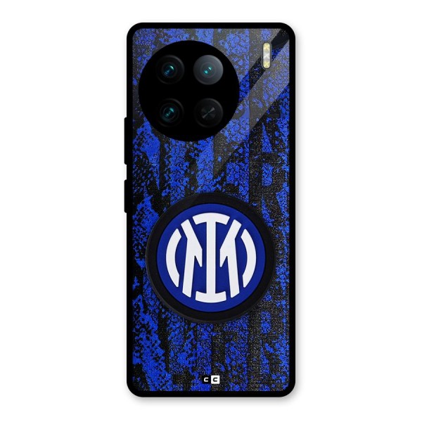 Inter Milan Texture Glass Back Case for Vivo X90 Pro