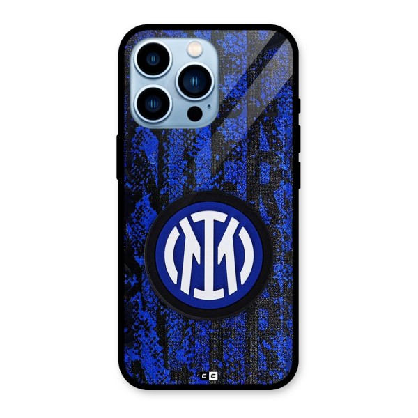 Inter Milan Texture Glass Back Case for iPhone 13 Pro