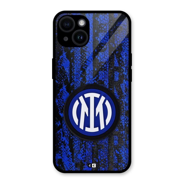 Inter Milan Texture Glass Back Case for iPhone 14