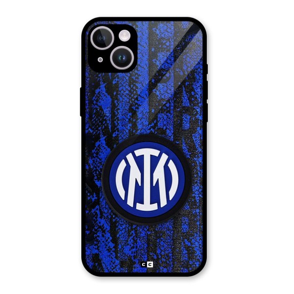 Inter Milan Texture Glass Back Case for iPhone 14 Plus