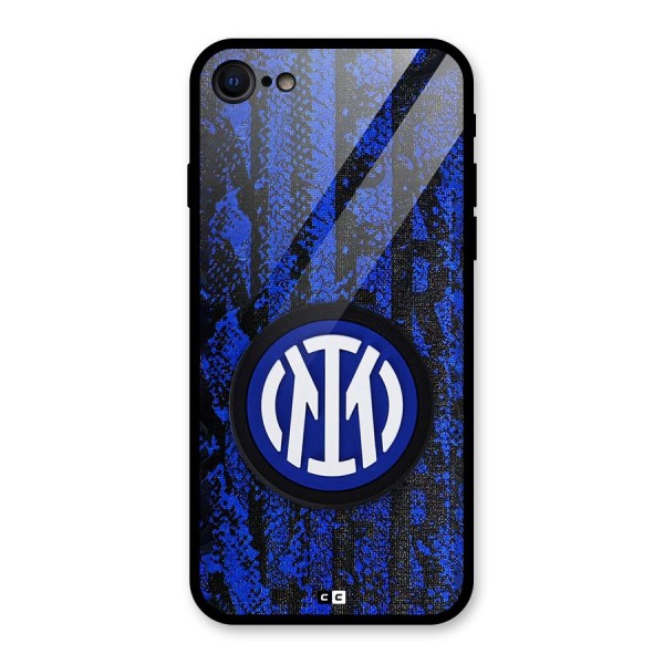 Inter Milan Texture Glass Back Case for iPhone 8