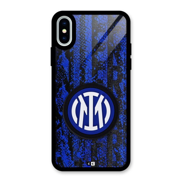 Inter Milan Texture Glass Back Case for iPhone X