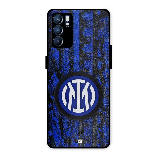 Inter Milan Texture Metal Back Case for Oppo Reno6 5G