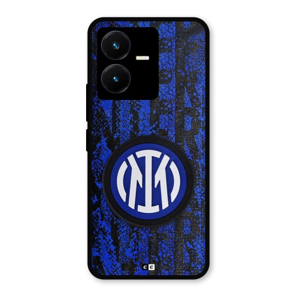 Inter Milan Texture Metal Back Case for Vivo Y22s