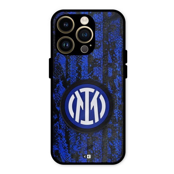 Inter Milan Texture Metal Back Case for iPhone 14 Pro