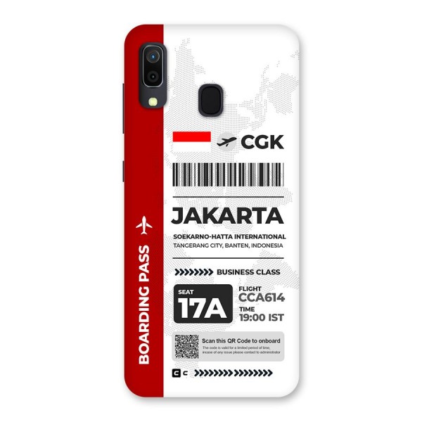 International Boarding Pass Jakarta Back Case for Galaxy A30