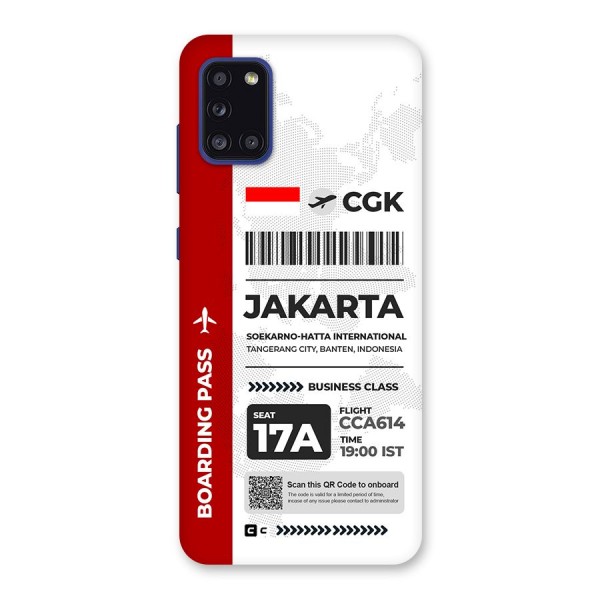 International Boarding Pass Jakarta Back Case for Galaxy A31