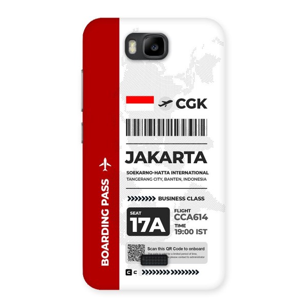 International Boarding Pass Jakarta Back Case for Honor Bee