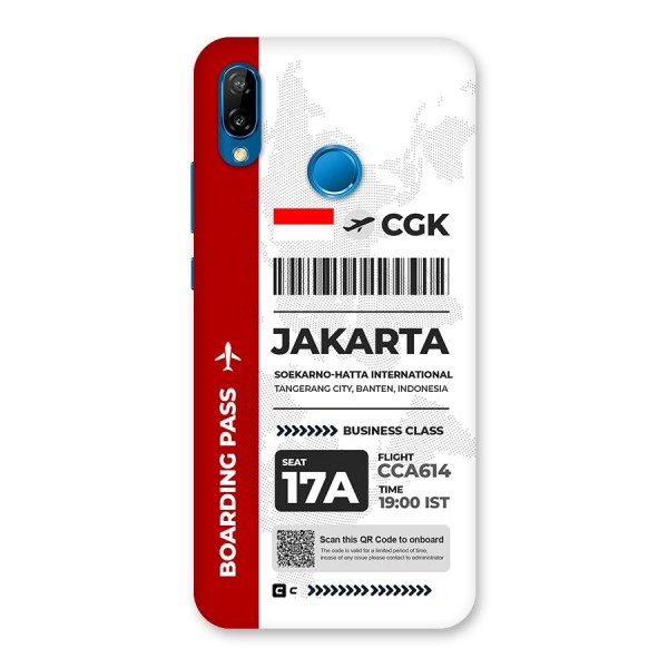 International Boarding Pass Jakarta Back Case for Huawei P20 Lite