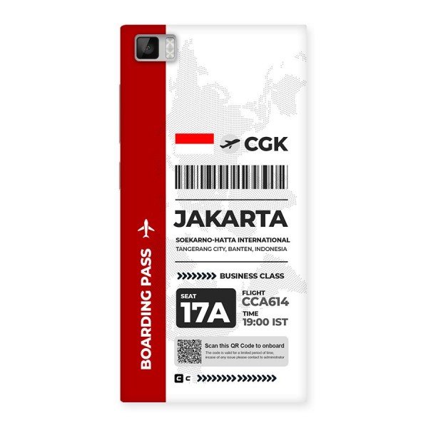 International Boarding Pass Jakarta Back Case for Mi3