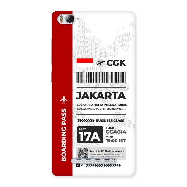 International Boarding Pass Jakarta Back Case for Mi4i