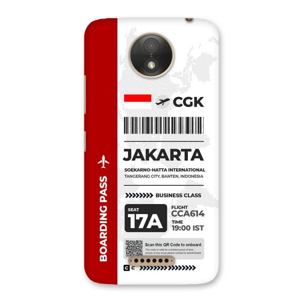 International Boarding Pass Jakarta Back Case for Moto C Plus