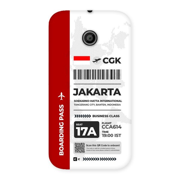 International Boarding Pass Jakarta Back Case for Moto E