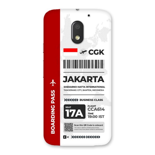 International Boarding Pass Jakarta Back Case for Moto E3 Power