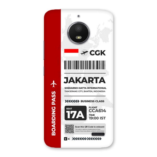 International Boarding Pass Jakarta Back Case for Moto E4