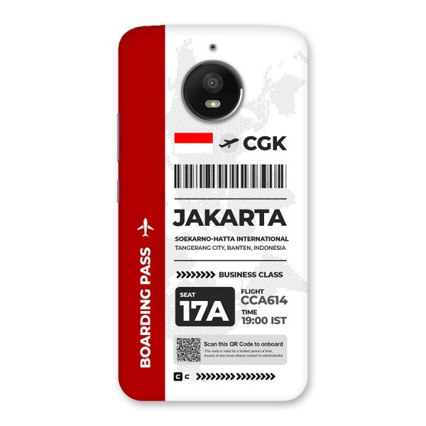 International Boarding Pass Jakarta Back Case for Moto E4 Plus