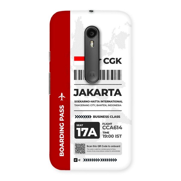 International Boarding Pass Jakarta Back Case for Moto G3