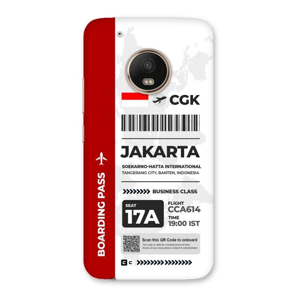 International Boarding Pass Jakarta Back Case for Moto G5 Plus