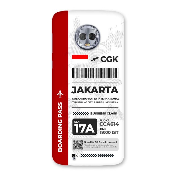 International Boarding Pass Jakarta Back Case for Moto G6