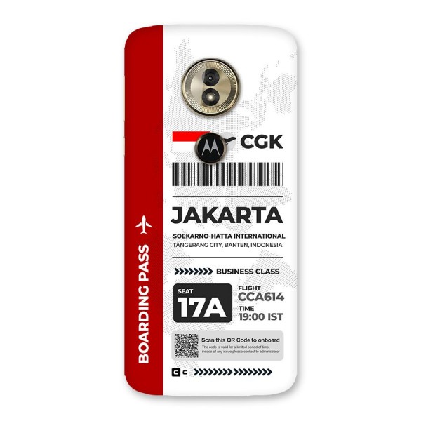 International Boarding Pass Jakarta Back Case for Moto G6 Play