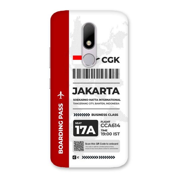 International Boarding Pass Jakarta Back Case for Moto M