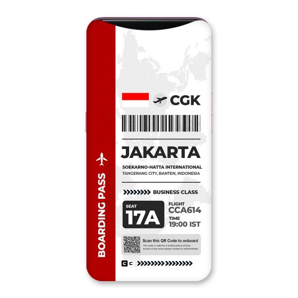 International Boarding Pass Jakarta Back Case for Oppo Find X