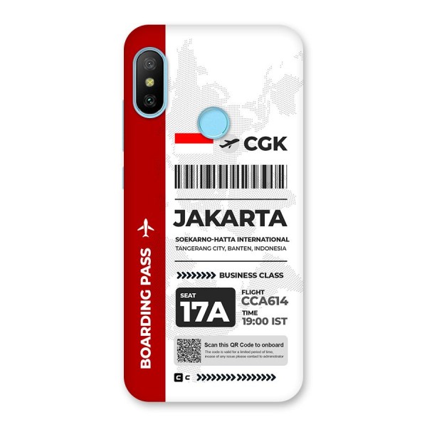 International Boarding Pass Jakarta Back Case for Redmi 6 Pro