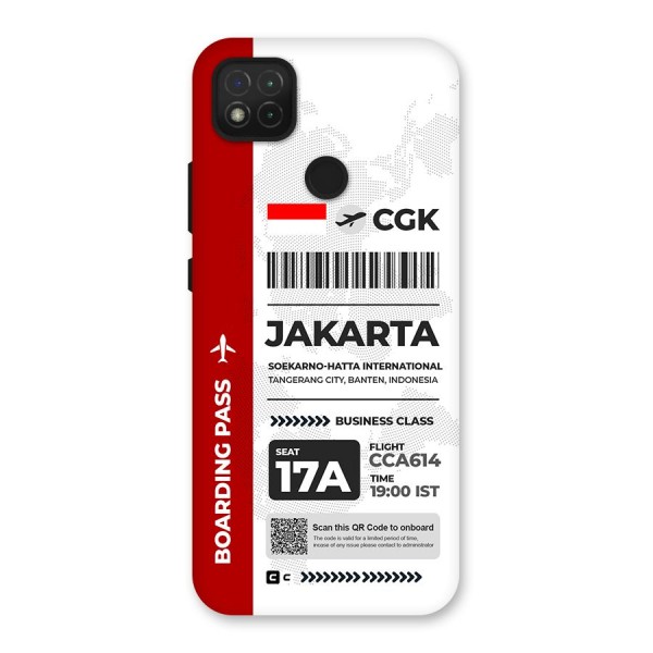 International Boarding Pass Jakarta Back Case for Redmi 9