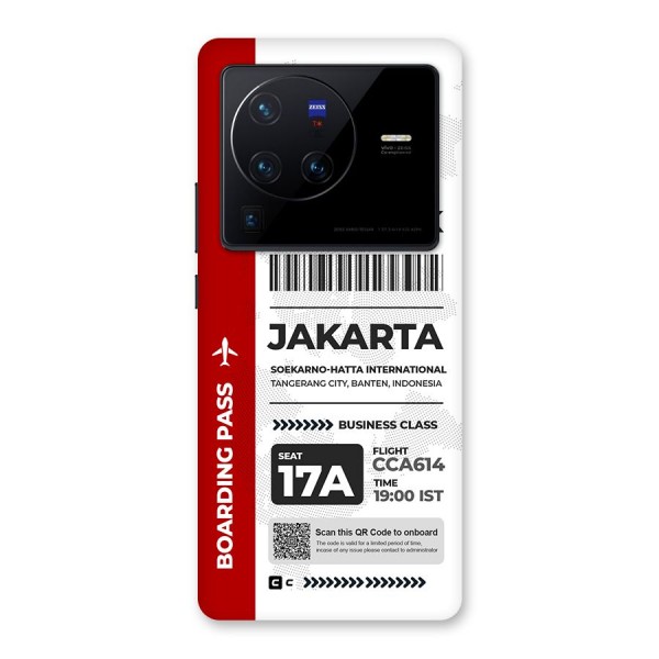 International Boarding Pass Jakarta Back Case for Vivo X80 Pro