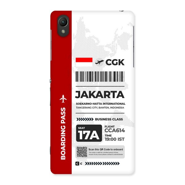 International Boarding Pass Jakarta Back Case for Xperia Z2