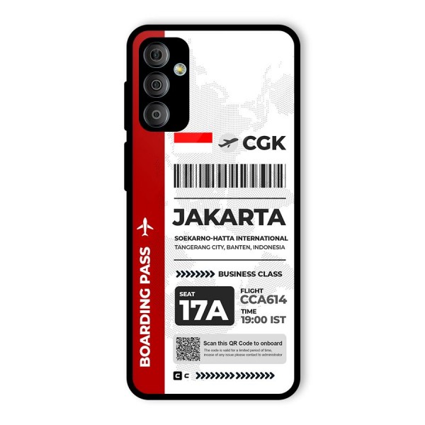 International Boarding Pass Jakarta Glass Back Case for Galaxy F23