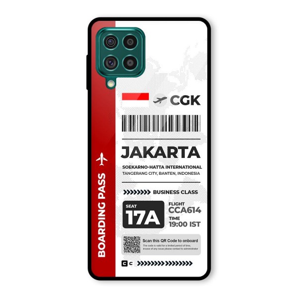 International Boarding Pass Jakarta Glass Back Case for Galaxy F62