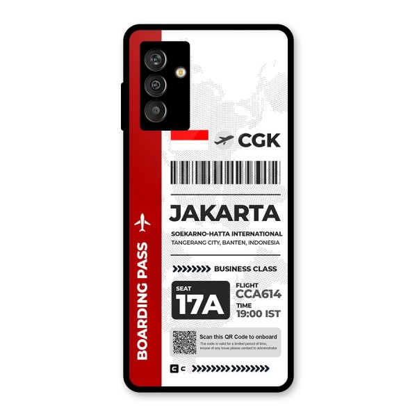 International Boarding Pass Jakarta Glass Back Case for Galaxy M13