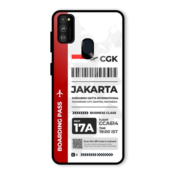 International Boarding Pass Jakarta Glass Back Case for Galaxy M21