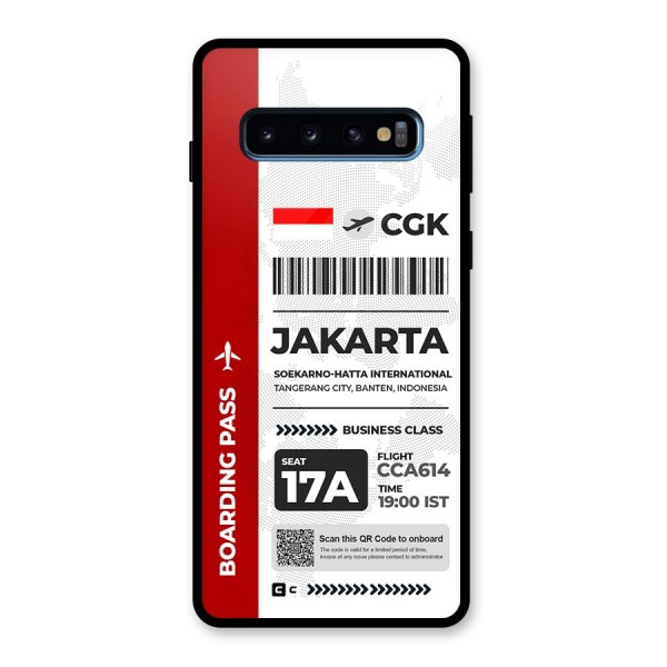 International Boarding Pass Jakarta Glass Back Case for Galaxy S10