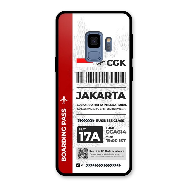 International Boarding Pass Jakarta Glass Back Case for Galaxy S9