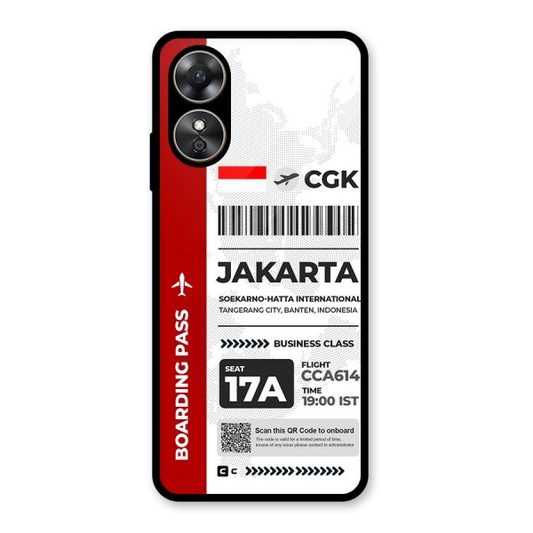 International Boarding Pass Jakarta Glass Back Case for Oppo A17