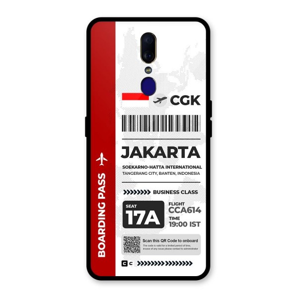 International Boarding Pass Jakarta Glass Back Case for Oppo F11