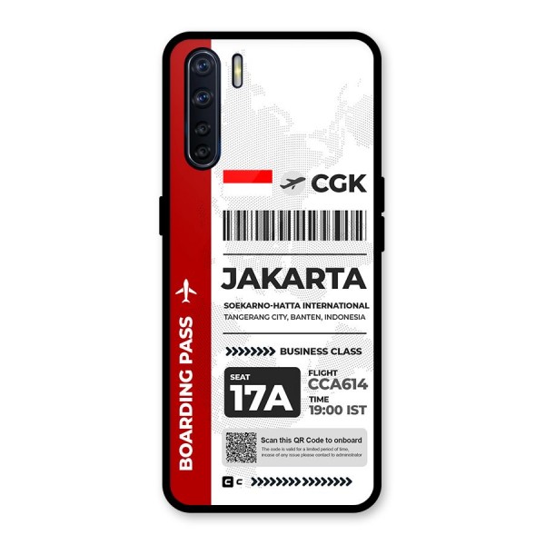 International Boarding Pass Jakarta Glass Back Case for Oppo F15