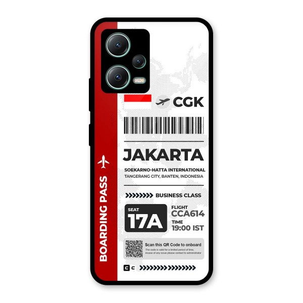 International Boarding Pass Jakarta Glass Back Case for Poco X5