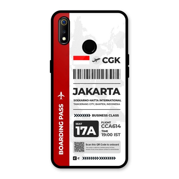 International Boarding Pass Jakarta Glass Back Case for Realme 3